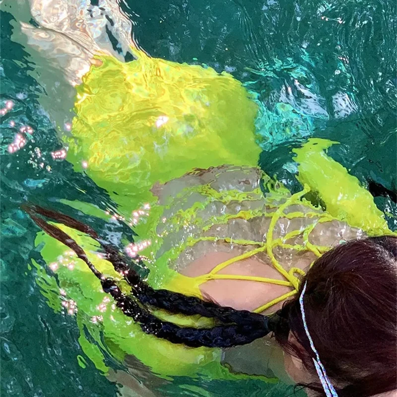 

Сексуальный цельный купальник для женщин с длинными рукавами, солнцезащитный, утягивающий, скрывающий живот, модный, в полоску, для отдыха и плавания