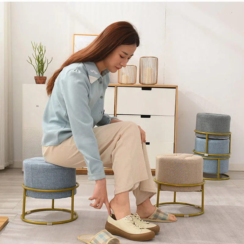 Household Small Stool Living Room Furniture Coffee Table Stool Low Stool Sofa Stool Ottomans Door Change Shoe Stool Round Stool