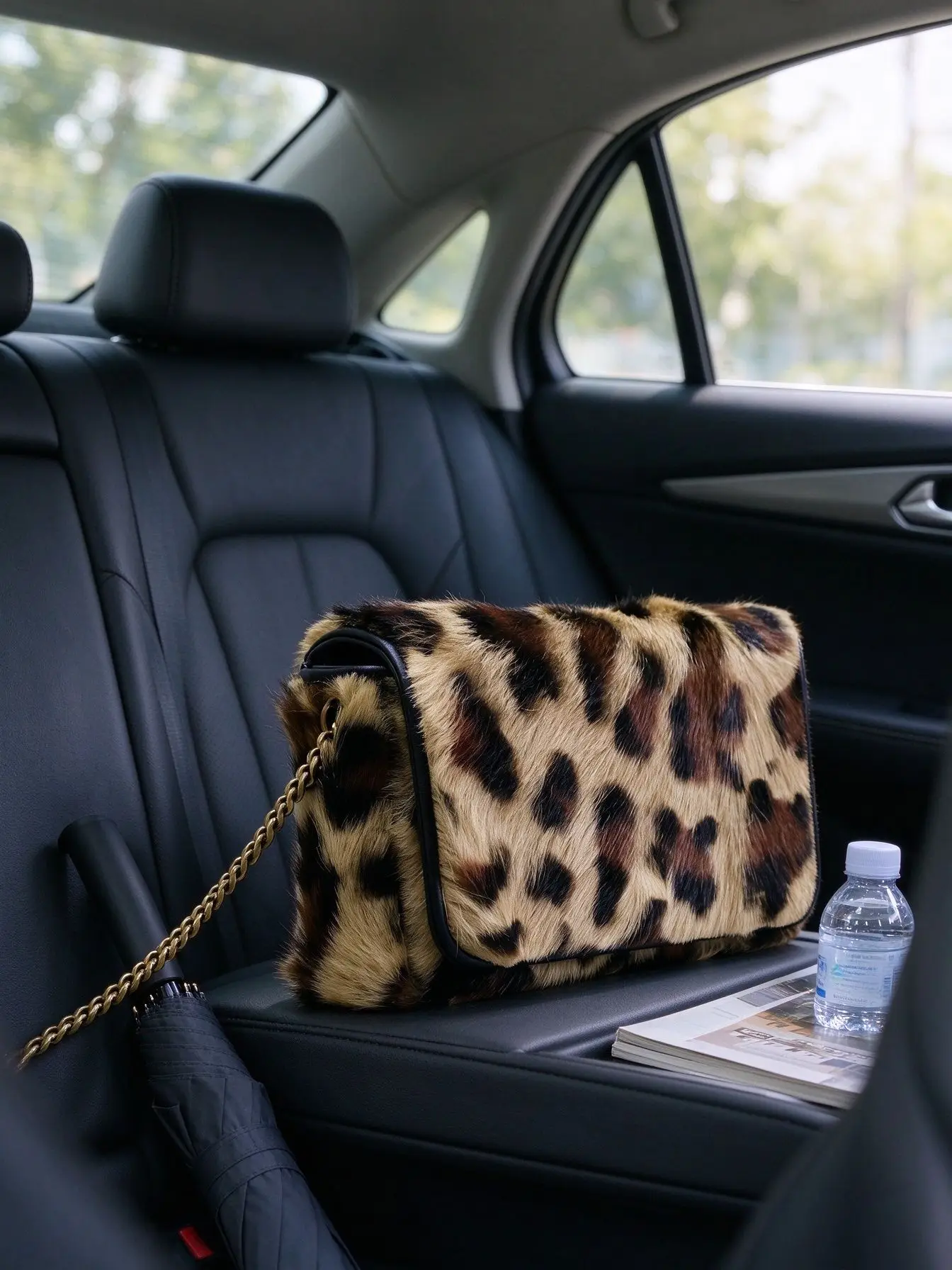 Unisex Mini Leopard Print Box Shoulder Bag Faux Pony Hair Texture Detachable Strap Daily Casual Crossbody Handbag