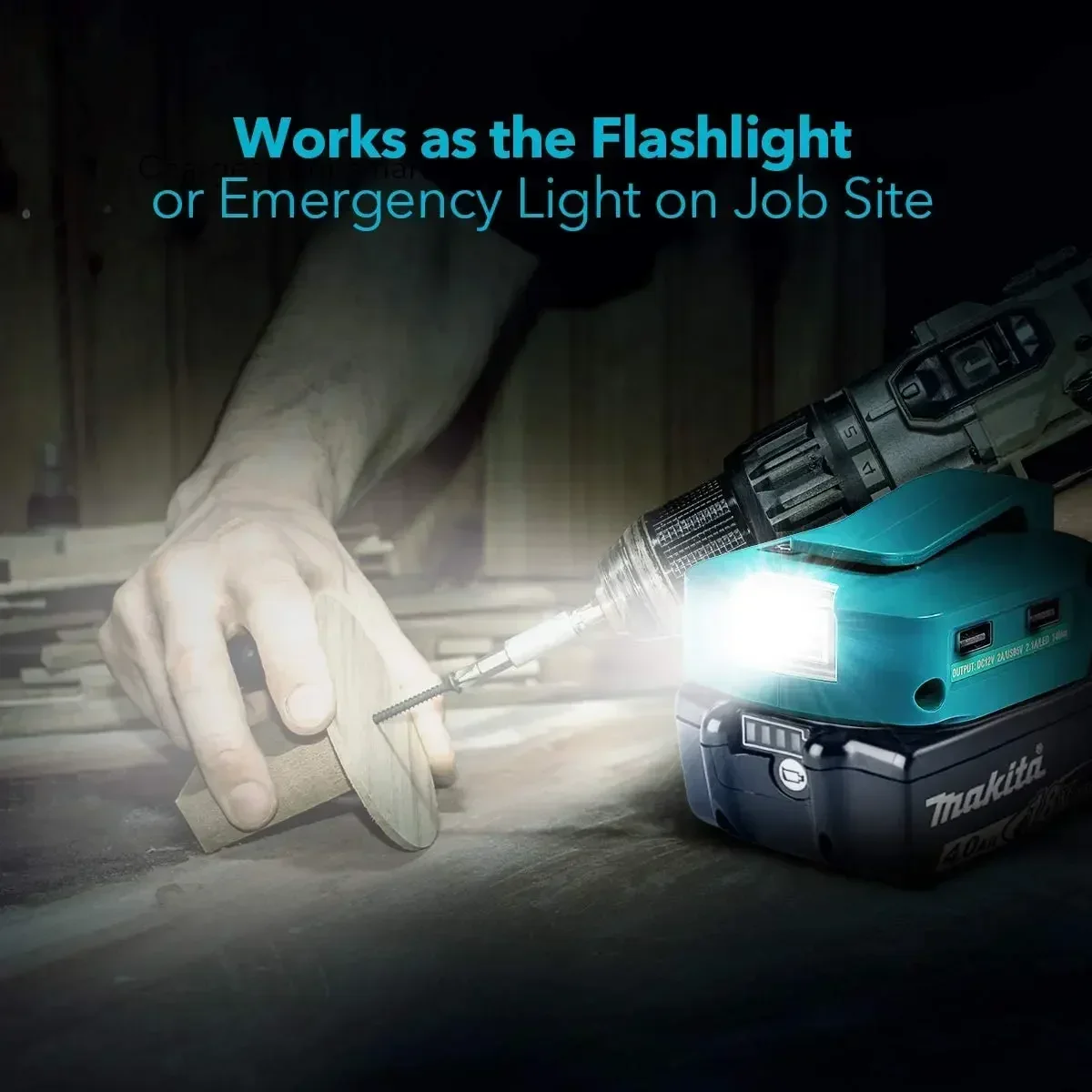 LED Light Adapter Work For Makita Battery Can Be Used for Lighting with USB Ports Provide Quick for Easy and Fast Charging ADP05