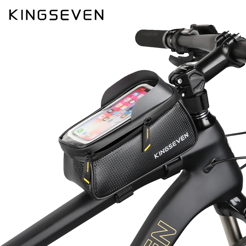 KINGSEVEN Bicycle Front Top Tube Frame Bag 1.6L MTB Road Mountain Cycling Bike Bag Touch Screen Phone Case Bike Accessories