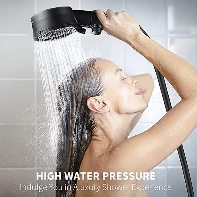 ZhangJi New 5 Modes Adjustable Turbo Shower Head with Inside Cotton Filter One-key Stop Bathroom Water Saving  Shower with Fan