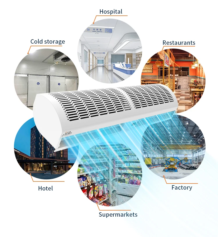 Tirai Udara Hemat Energi Volume Udara Besar Dipasang di Dinding Rendah Kebisingan