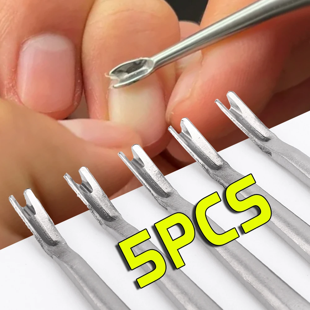 5PCS Dead Skin Forks Nails Cuticle Pusher Stainless Steel Trimmer Pedicure Nail Tools Professional Cleaner Cuticle Trimmer Push