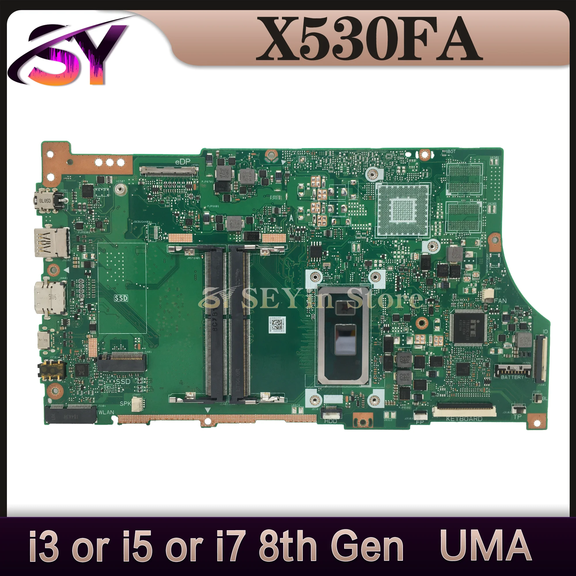 Notebook X530FN Laptop Motherboard For ASUS X530FA X530F S530F S5300F Mainboard With CPU I3 I5 I7 MX150/UMA MAIN BOARD