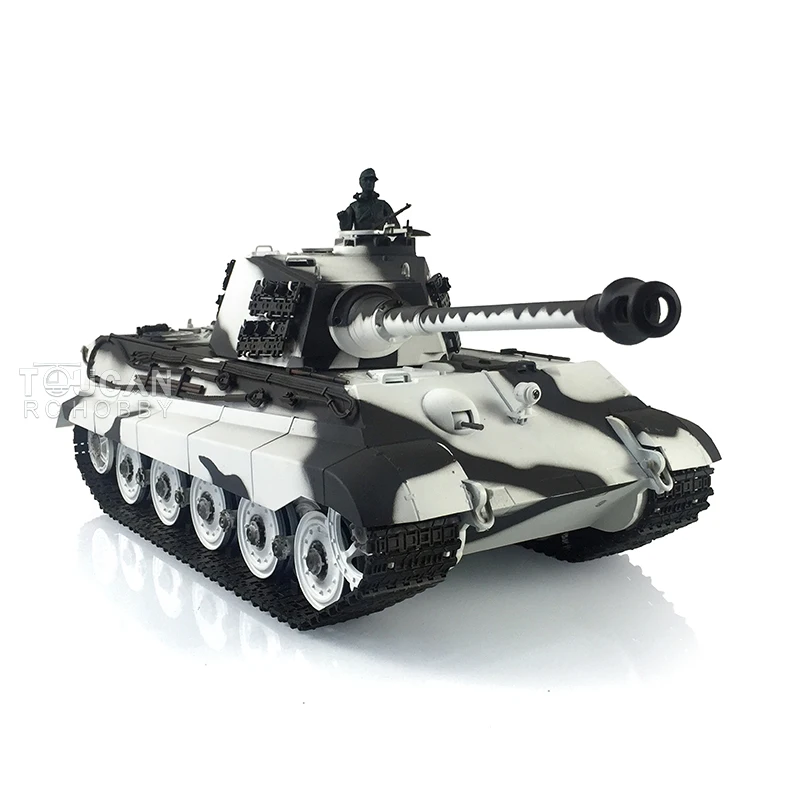 Henglong 2.4G 7.0 King Tiger 1/16 RC Tank 360 Turret Rotation 3888A Barrel Recoil Gearbox Smoke Effect BBs Airsoft TH19723-SMT7