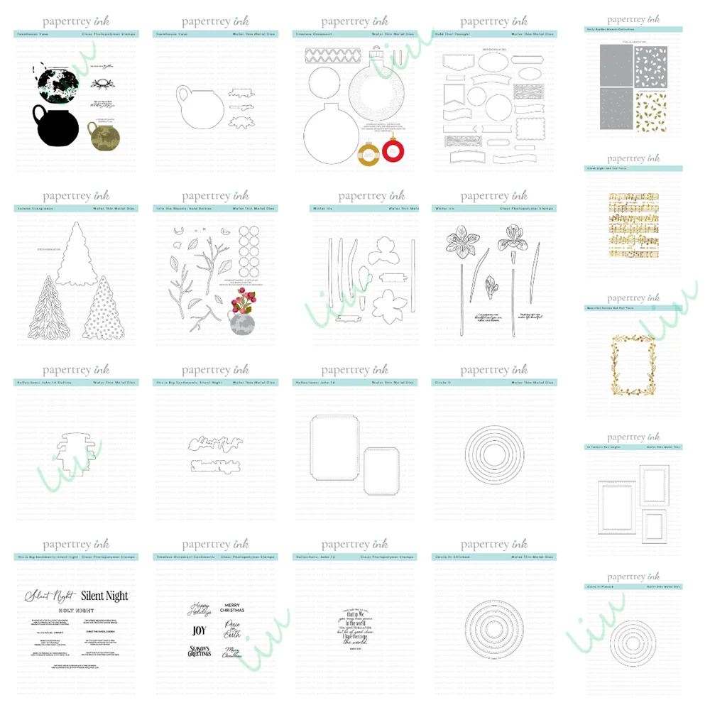 

2025 October New Berries Hot Foil Plate Farmhouse Vase Metal Cutting Dies Stamps for DIY Scrapbook Album Christmas Silent Night