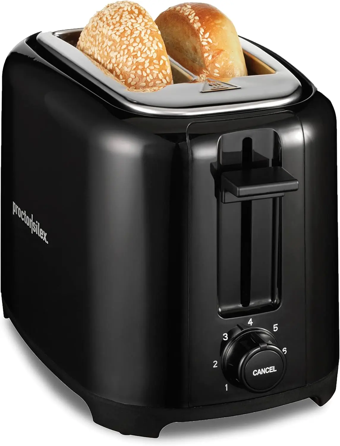 2-Scheiben-Toaster mit extra breiten Schlitzen für Bagels, kühlenden Wandflächen, Bräunungsstufenwähler, Toast-Boost und automatischer Abschaltung – Schwarz