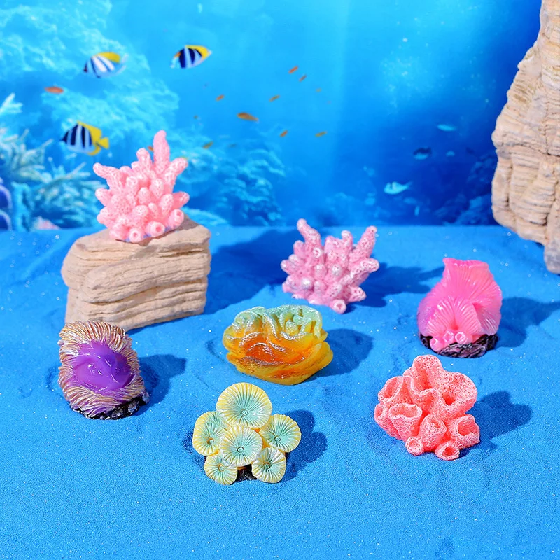 

Simulated resin colored coral fish tank landscape decoration set, coral reef sea view fish tank decoration resin ornaments