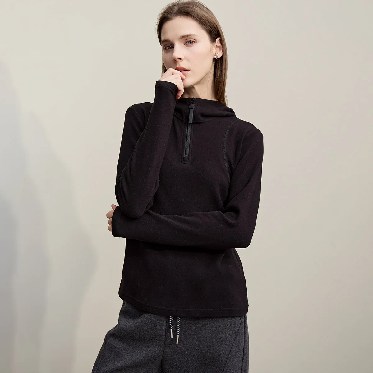 Korean Style Casual Hoodie Base Shirt Women's Inner Wear High End Feel Can Be Worn outside Autumn Winter Long Sleeve T-Shirt