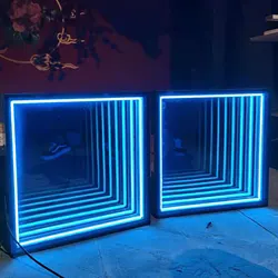 Customized Multi Layer Wall Mounted Infinity Mirror Acrylic Abyss Mirror LED Infinite Sign