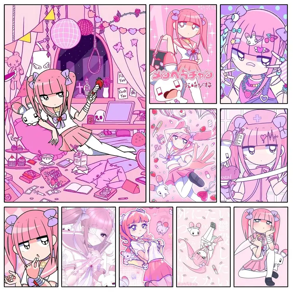 Character M-Menhera-chan Yami Kawaii Poster Waterproof HD Modern Peel And Stick Wall Decor Bedroom Living Room Dorm Office