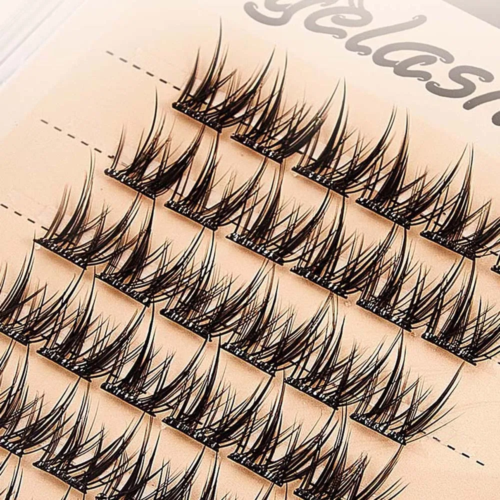 ذاتية اللصق L حليقة الرموش الصناعية الرموش ملحقات DIY بها بنفسك الفردية العنقودية الرموش المائلة مجنح قابلة لإعادة الاستخدام