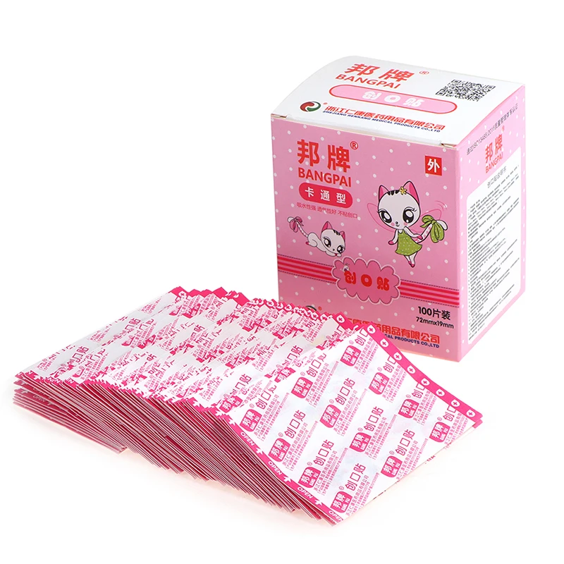 100pcs/set Band-aid Pattern Adhesive Plaster Bandage Breathable Waterproof Stick