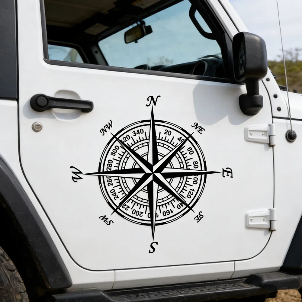 Compass Rose Car Sticker Vintage Navigation Vinyl Decal For Auto Body Window Bumper Tuning Russian Popular Decor