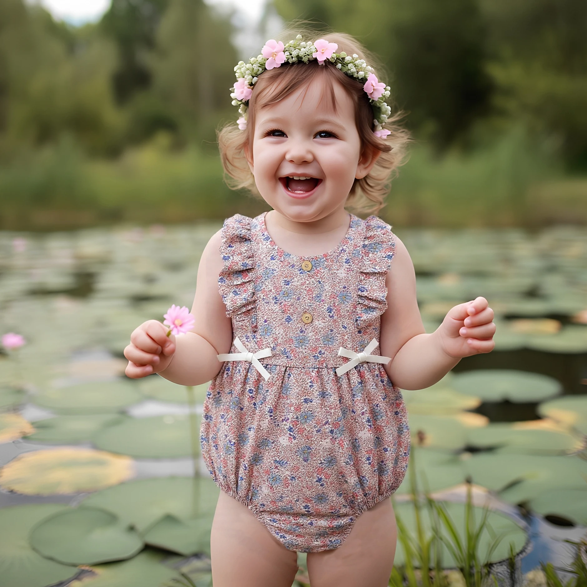 

Sanlutoz Bow Floral Baby Girls Bodysuits Lovely Summer Sweet Infants Girls Clothing Sleeveless