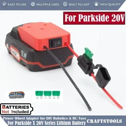 Adattatore per ruote motrici 14AWG per connettore di alimentazione batteria al litio Lidl Parkside X20V Team fai da te con interruttore