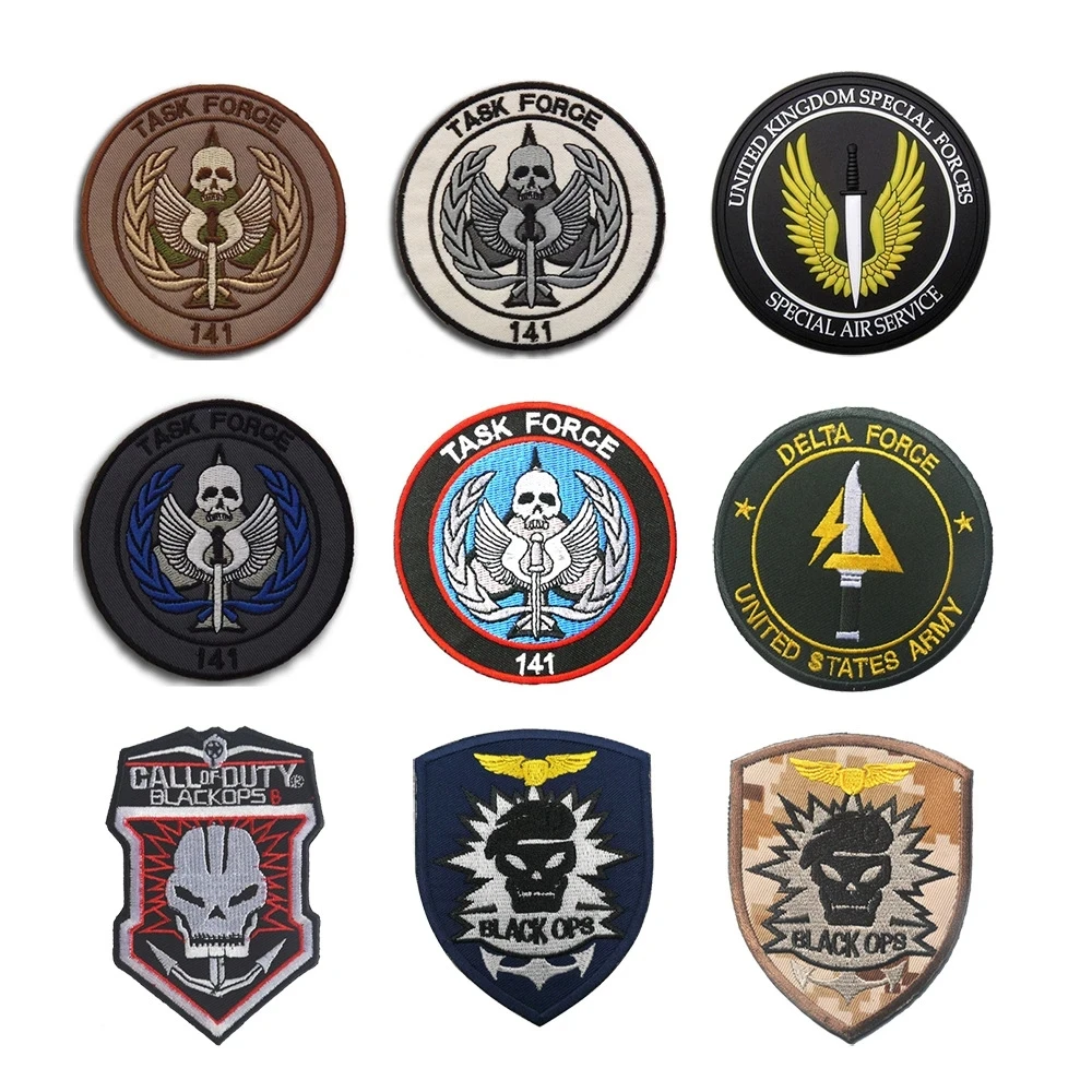 Task Force 141 Delta Force Black Ops SAS Military Army Tactical Embroidery Patches for Clothes Clothing Emblem Appliques Badges