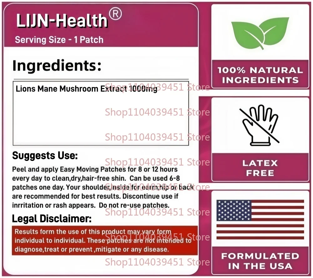 30 Patches Lions Mane Transdermal Patches Premium Mushroom for Memory, Focus & Nerve Support view 4