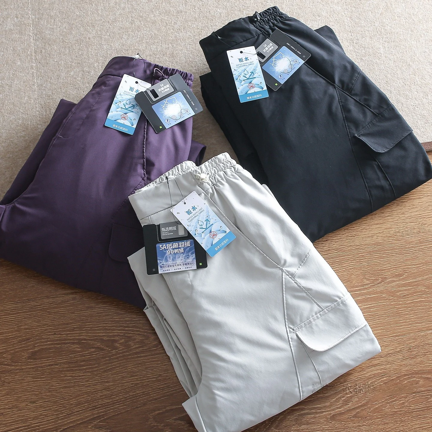 

Men's Winter Outdoor Windproof Waterproof down Trousers Straight Leg Warm Casual Workwear Ski Pants Faionable Urban Sle