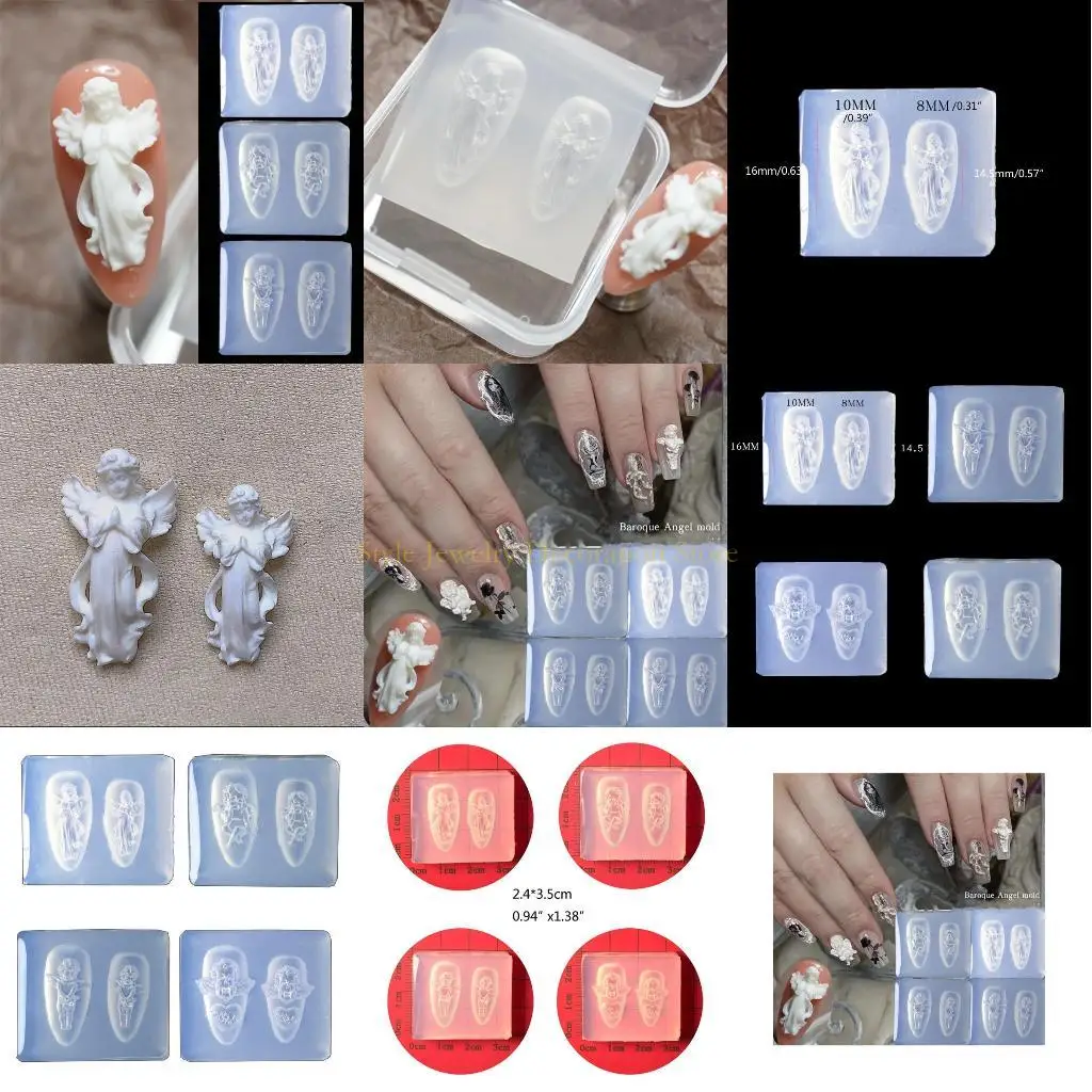 

D46E 4 Pcs Angel Art Decorations Epoxy Resin Mold Ornaments Silicone Mould