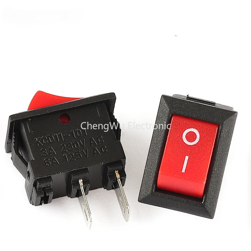 15pcs Mini Rocker Switch SPST Black and Red Snap in Switches Button AC 250V 3A / 125V 6A 2 Pin I/O 10*15mm on-off Switch Rocker