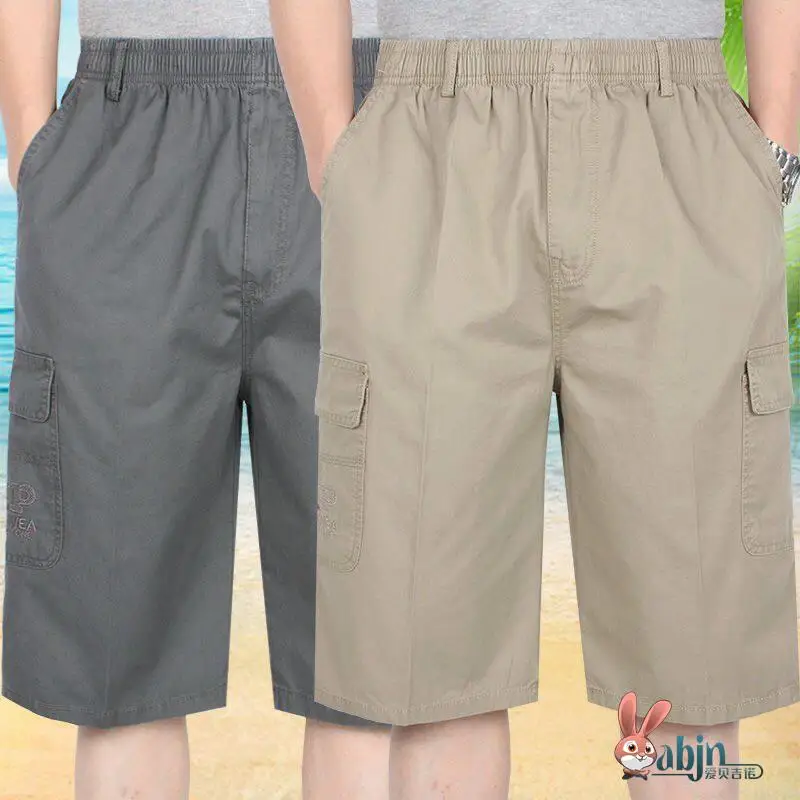 

Мужские повседневные рабочие брюки-шорты с высокой талией, свободного кроя, с множеством карманов, летние, модные, прямые, в стиле «солдатские брюки»