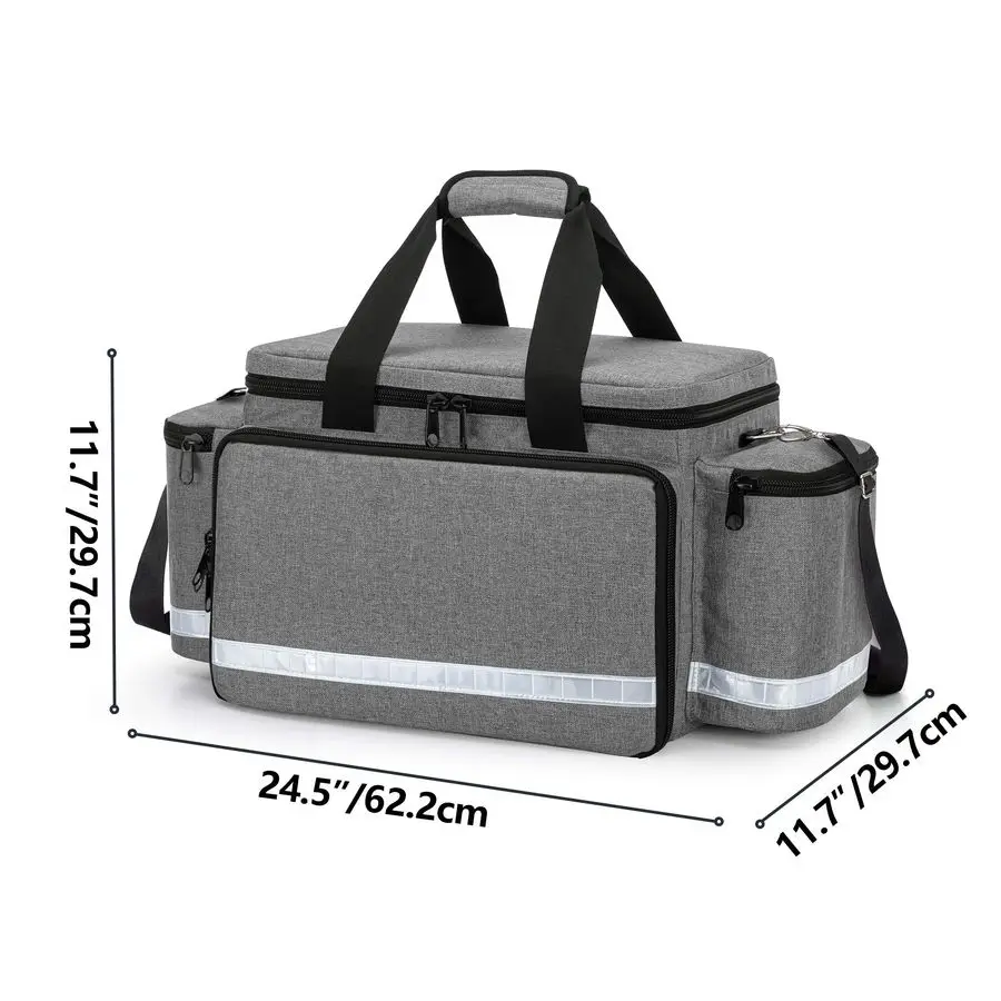 Borsa medica professionale, borsa di pronto soccorso, borsa vuota per traumi di risposta alle emergenze con divisori interni e fondo antigraffio,