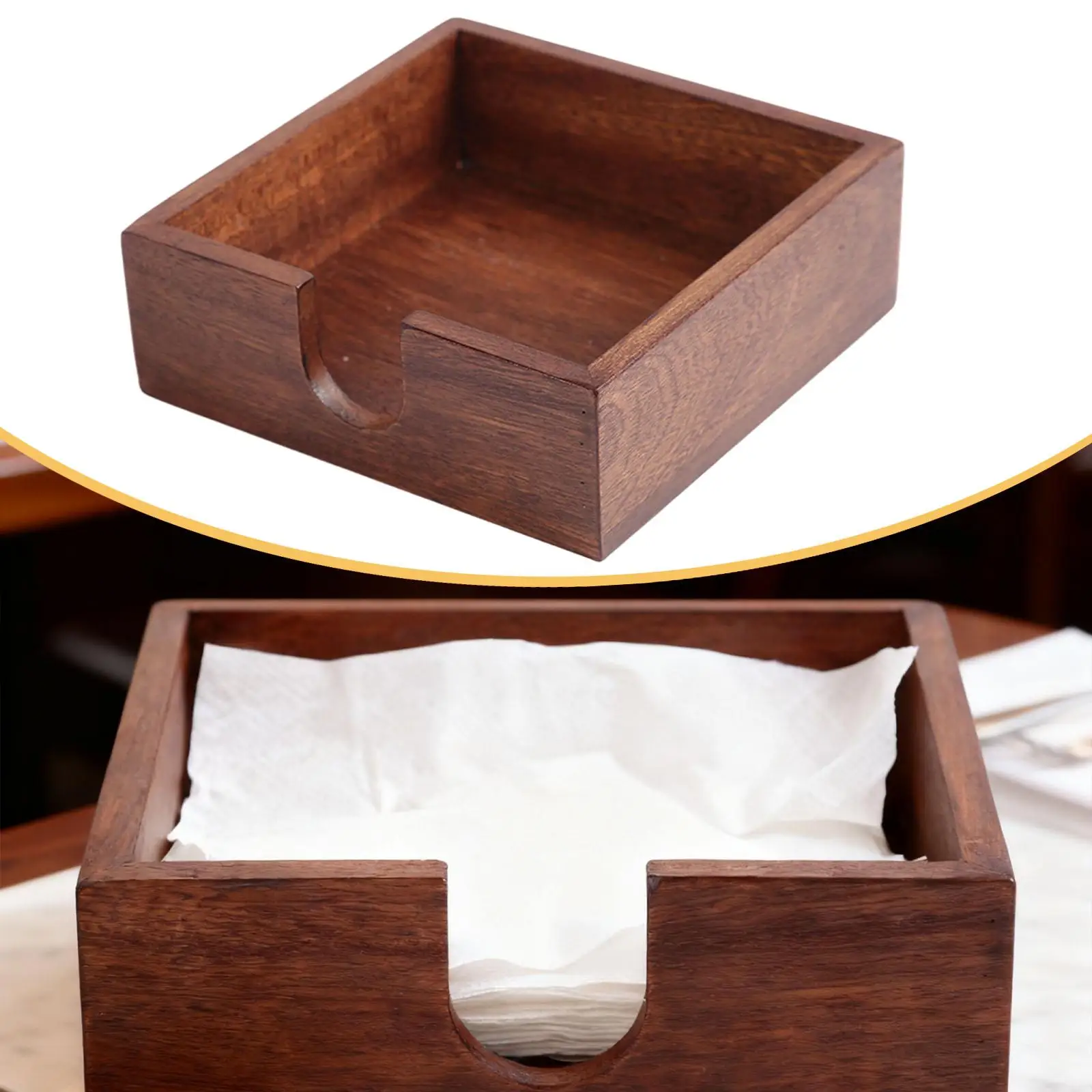 Wood Sticky Note Holder,Storage,Rustic,Notepad Tissue Box Compact Memo Organizer