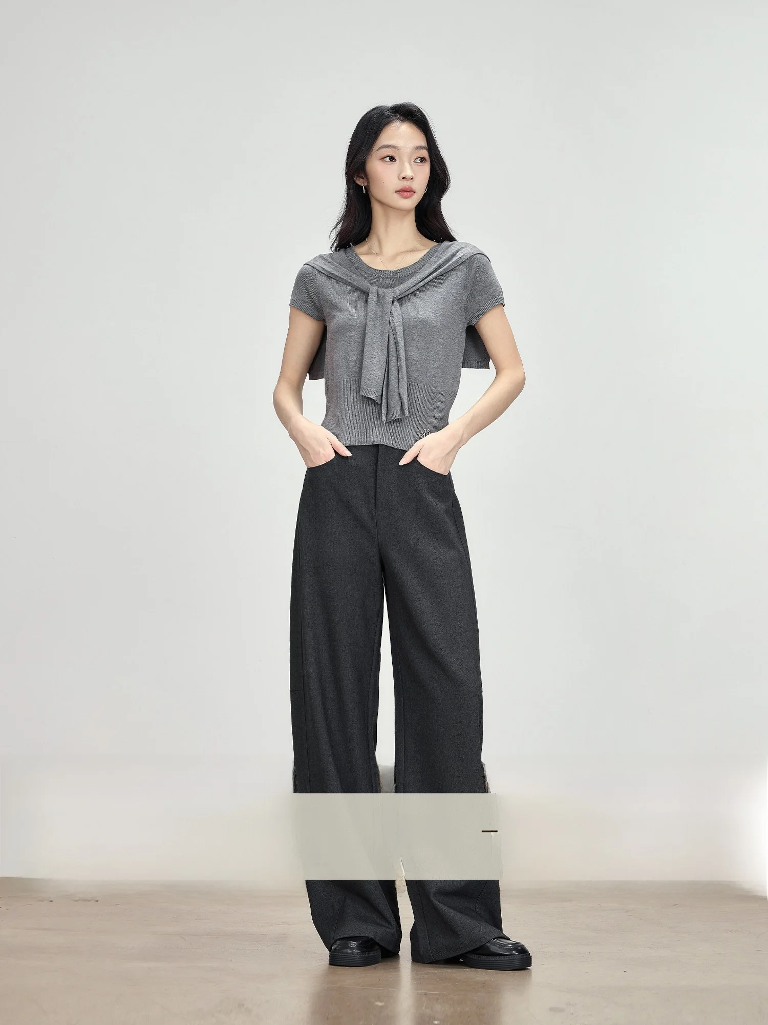 

Женские брюки-костюм на весну-осень, с высокой талией, свободные, широкие штанины, драпирующиеся, комфортные повседневные брюки для женщин