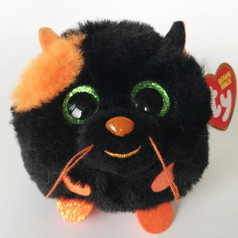 7CM Ty Big Eyes Beanie Puffies Balls Plush Stuffed Animal Toy Cute Doll Black Cat Salem Children Christmas Kids Gifts