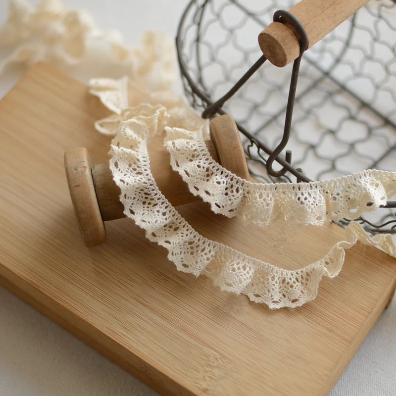 3 Meters 2cm wide Ivory White Elastic Lace Accessories Elastic Cotton Thread fabric Lace sofa Decorative Materials