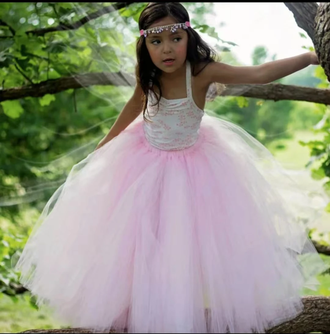 

Girls Pink Long Tutu Skirts Kids Tulle Skirt Pettiskirts Underskirtd Children Birthday Party Costume Wedding Photography Skirts