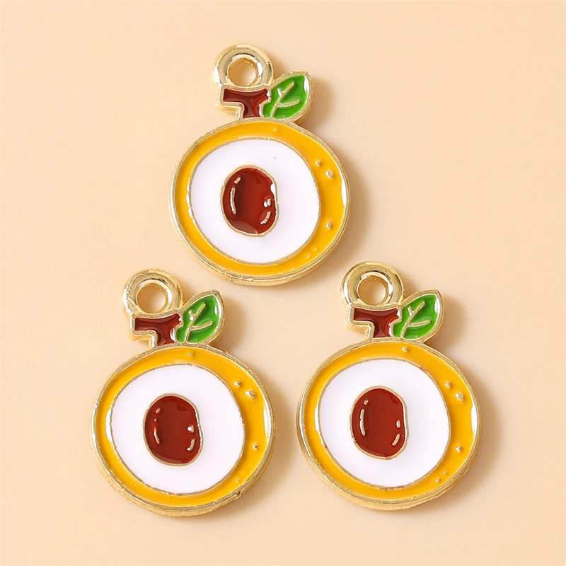 10 Stück 12x16mm Niedliche Emaille-Frucht-Pfirsich-Anhänger Passend für Halsketten, Ohrringe, Armbänder, DIY-Bastelzubehör für Schmuckherstellung – Detail 16