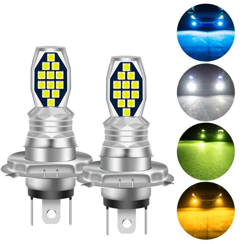 2Pcs H7 Led H11 H8 9006 HB3 9005 9006 H16EU HB4 3030 SMD Auto Fog Lamp H4 LED Headlight Car Anti Fog Light Bulb White Blue Amber