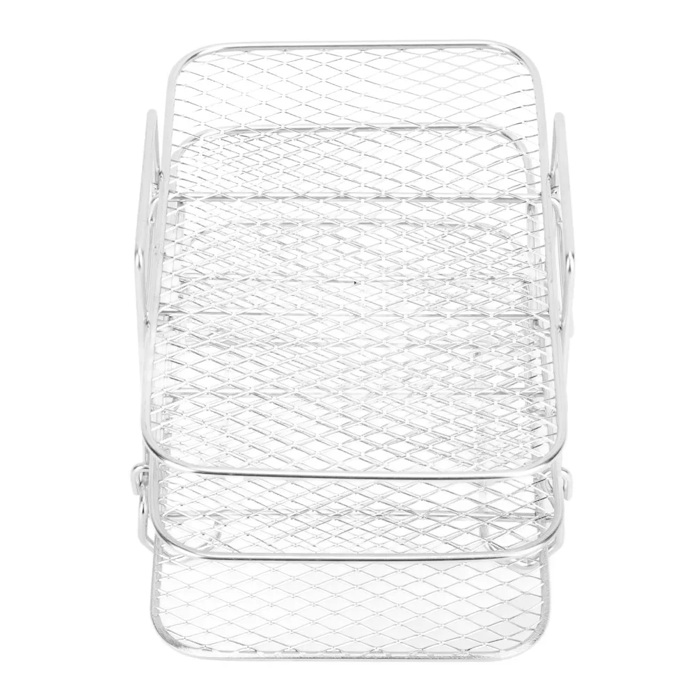 Stainless Steel Air Fryer Rack Rectangle Shape 3 Layer Stackable Dehydrator Rack Non-Stick Surface Detachable Design Fryer Rack