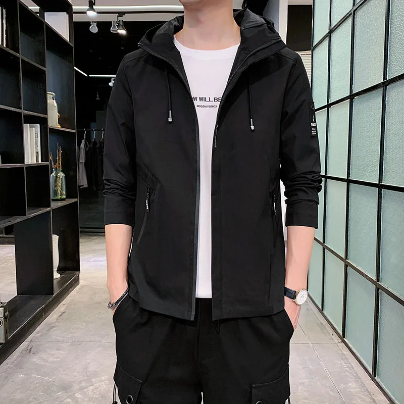 

Men Outdoor Hooded Windproof Breathable Warm Jacket Comfortable Lightweight for Spring Autumn Versatile Casual Submachine Jacket