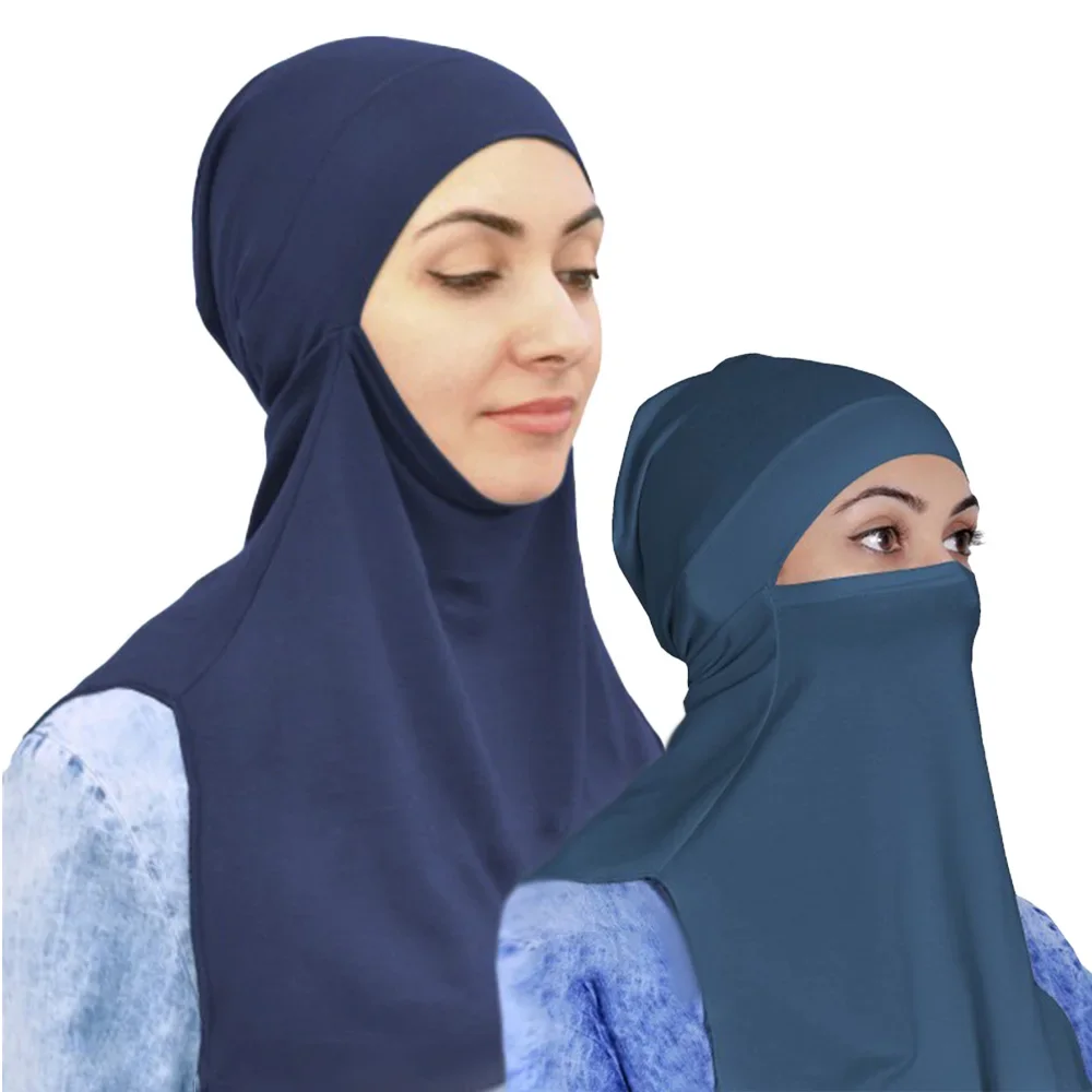 Abaya For Muslim Modal Cotton Face Mask Solid Colour Comfort Women's Pullover Hat Split Cover Hood Turban Scarf Shawl  Abaya