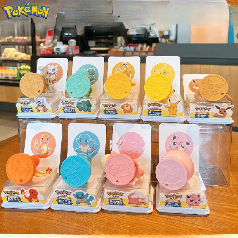 Pokemon Anime Peripheral Series Seal Ornaments Pikachu Charmander Squirtle Model Children's Toy Collection Birthday Gift