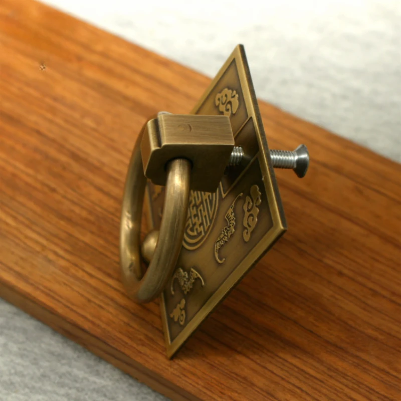 Chinese Style Vintage Brass Bat Door Handle Window Wood Door Retro Knocker Cabinet Door Drawer Copper Knob Home Decoraction