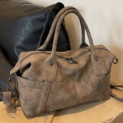 Bolso de hombro de piel sintética para mujer, bandolera grande de diseño Retro, moda coreana, 2024