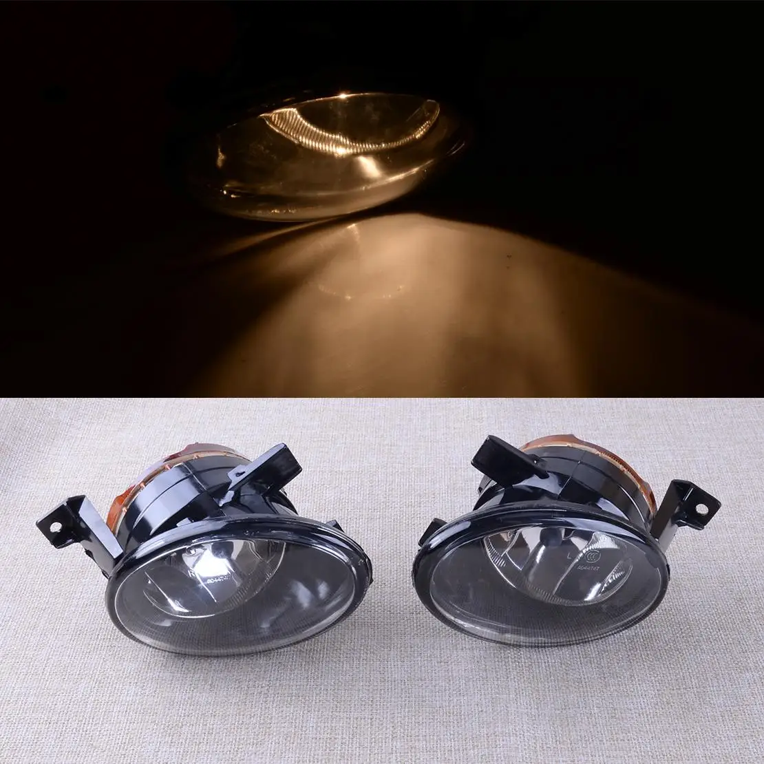

1 Pair 12V Car Front Left Right Amber Fog Driving Light Lamp Clear Lens New Fit for VW Touran Caddy 2010 2011 2012 2013 2014