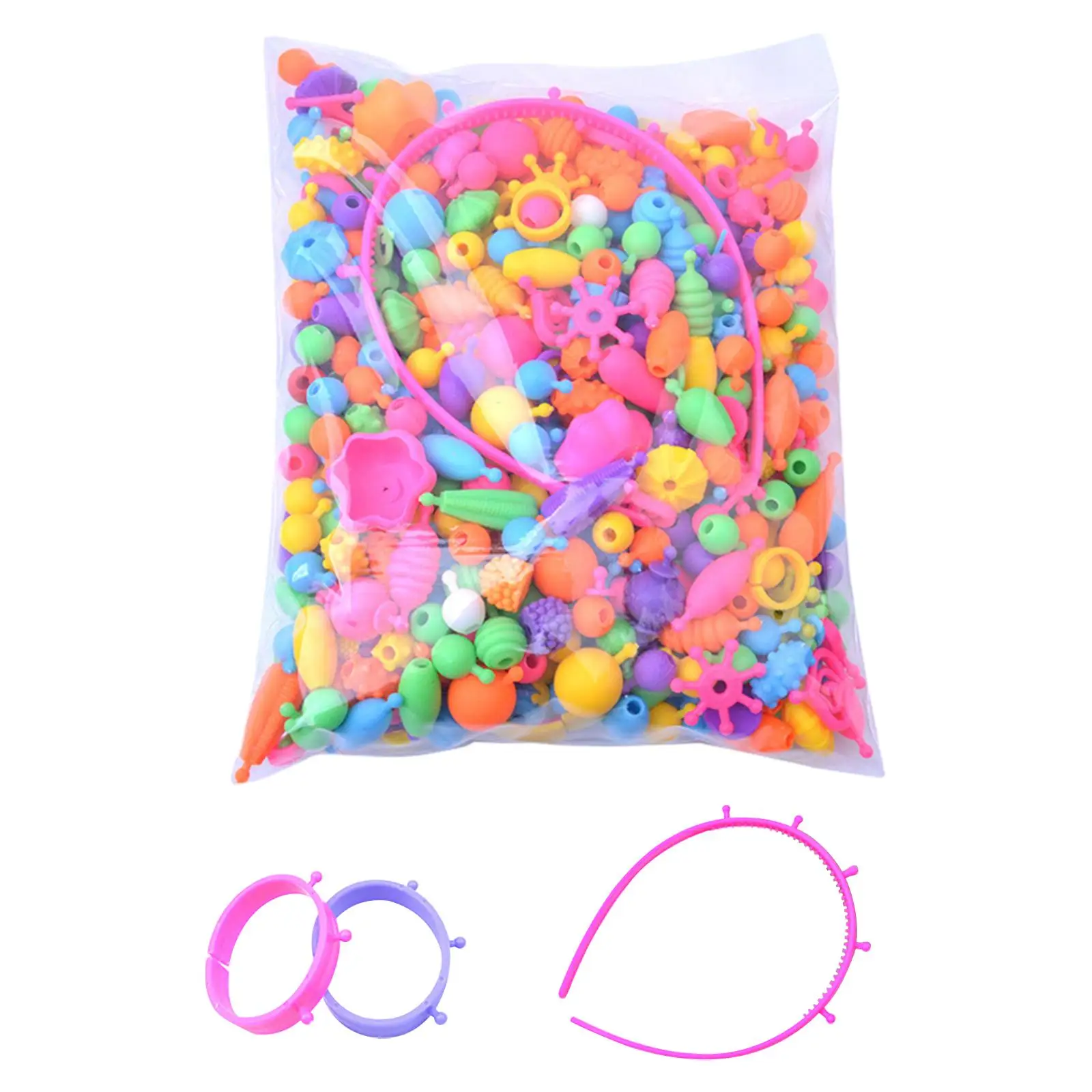 Beads Kids Jewelry Making DIY Bead Kit Arts Jewelry Set Crafts Snap Bead for Hairband Bracelet Necklace Children Birthday Gift