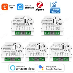 Tuya Zigbee3.0 Smart Switch 1/2 Gang Relè timer domotico con KWh Power Monitor Smart Life APP Voce per Alexa Google