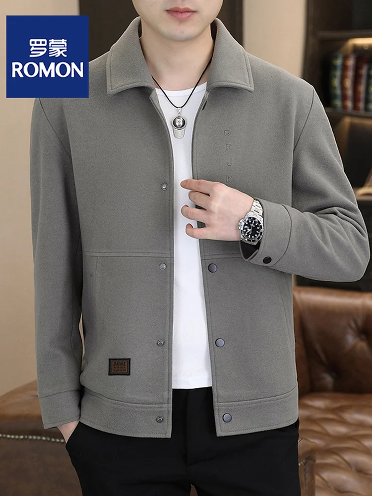 

Rn Men's Slim Fit Woolen Jaet Korean Sle Casual Turn-down Collar High Faion Spring Autumn Trendy Clothing