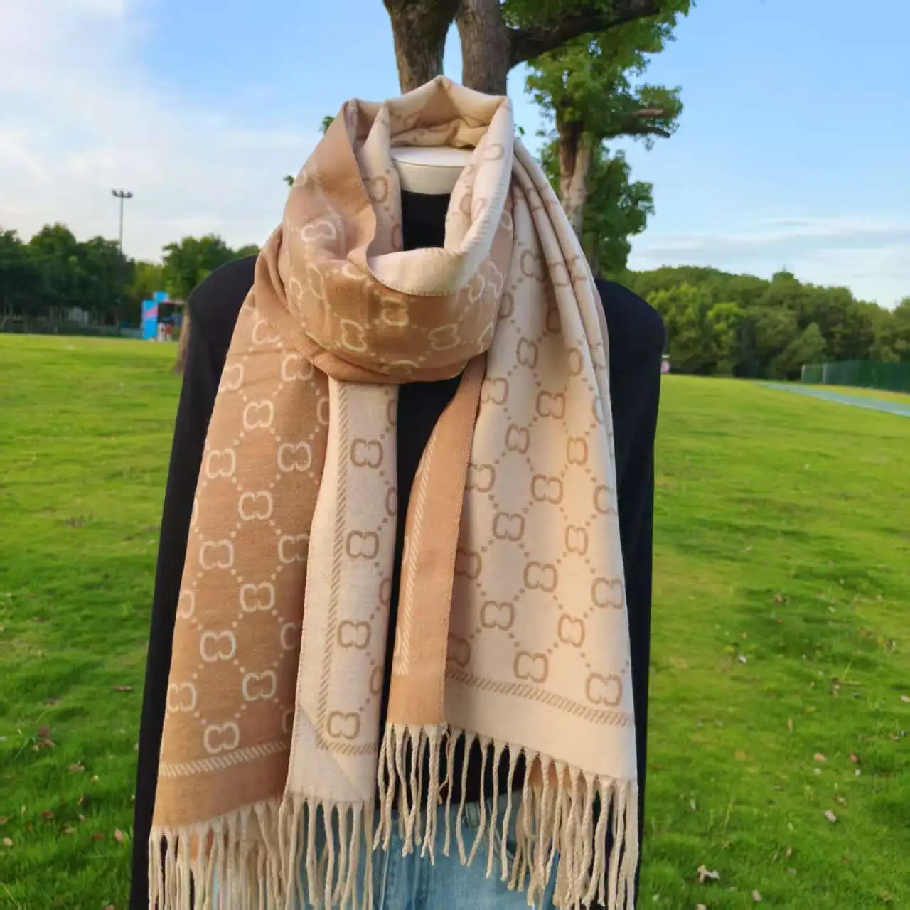 2025 트렌드 캐시미어 같은 스카프 - 한국 겨울 패션, 두꺼운 따뜻한 숄 랩, 시크하고 부드러운 여성용 스카프, 포근한 칼라 포함