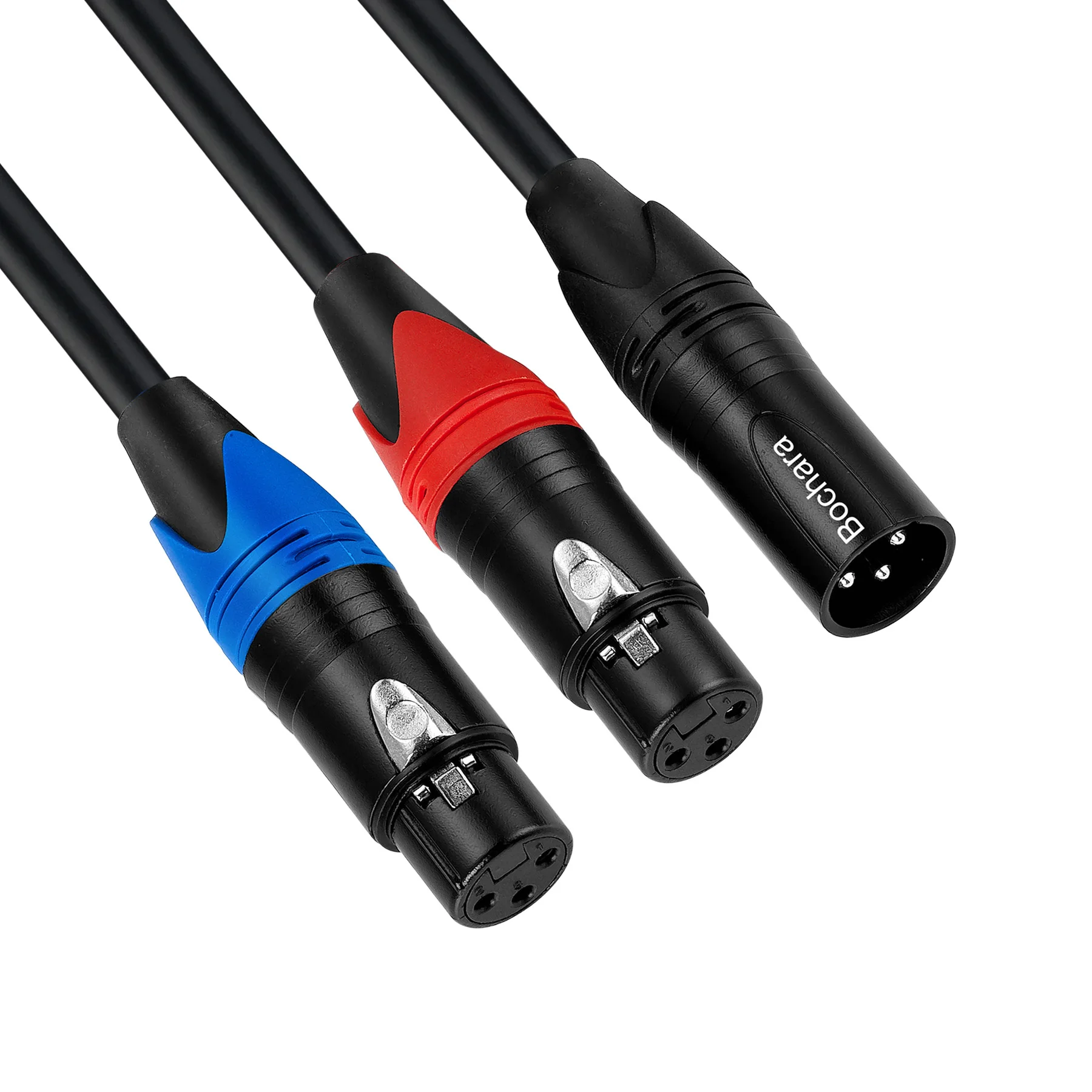 Bochara 50cm 3Pin Balanced XLR Male to Dual XLR Female Splitter Cable Foil+Braided Shielded For Microphone Mixer Amplifier