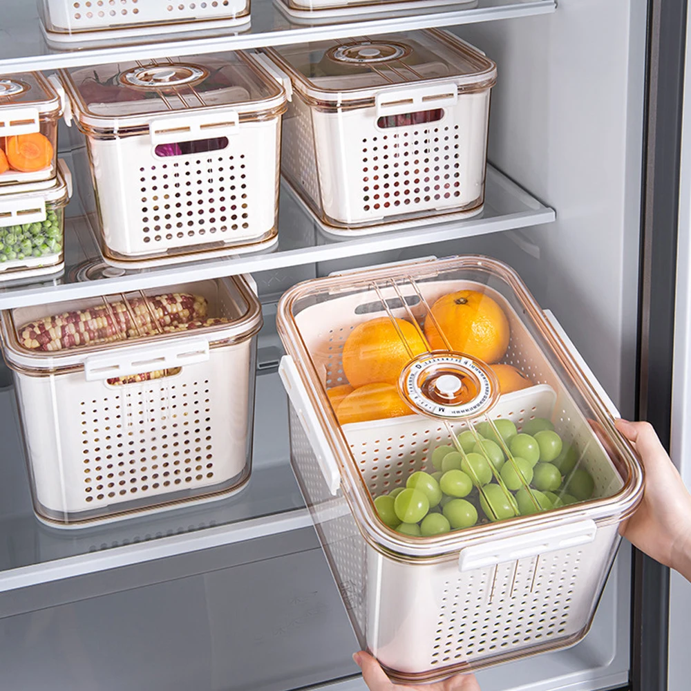 

Amazon Hot sale Fruit Storage Box Organizer Fridge Vegetables Fresh Containers Refrigerator Storage boxes&bins