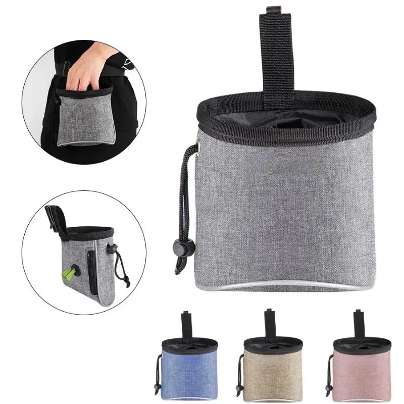Portable Dog Training Treat Bag Reflective Puppy Snack Reward Waist Bag Pet Feed Pocket Walking Snack Pouch Detachable Supplies