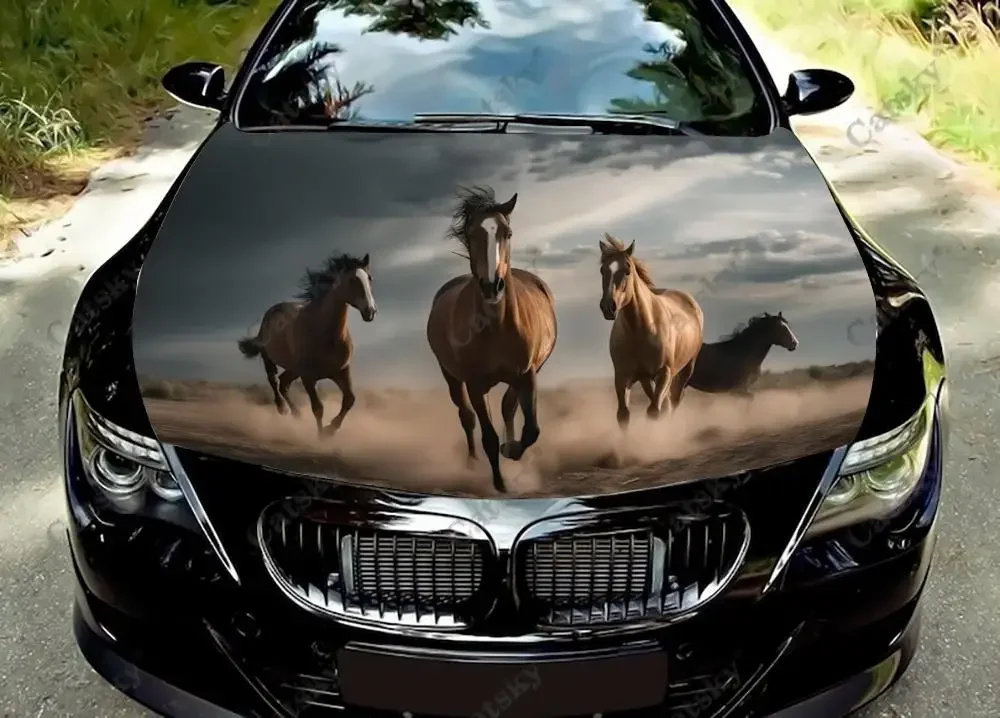 

Horses galloping animal Car Hood Decal Self-Adhesive Paint Suitable for SUV Wrap Truck Graphic Car Engine Vinyl Sticker